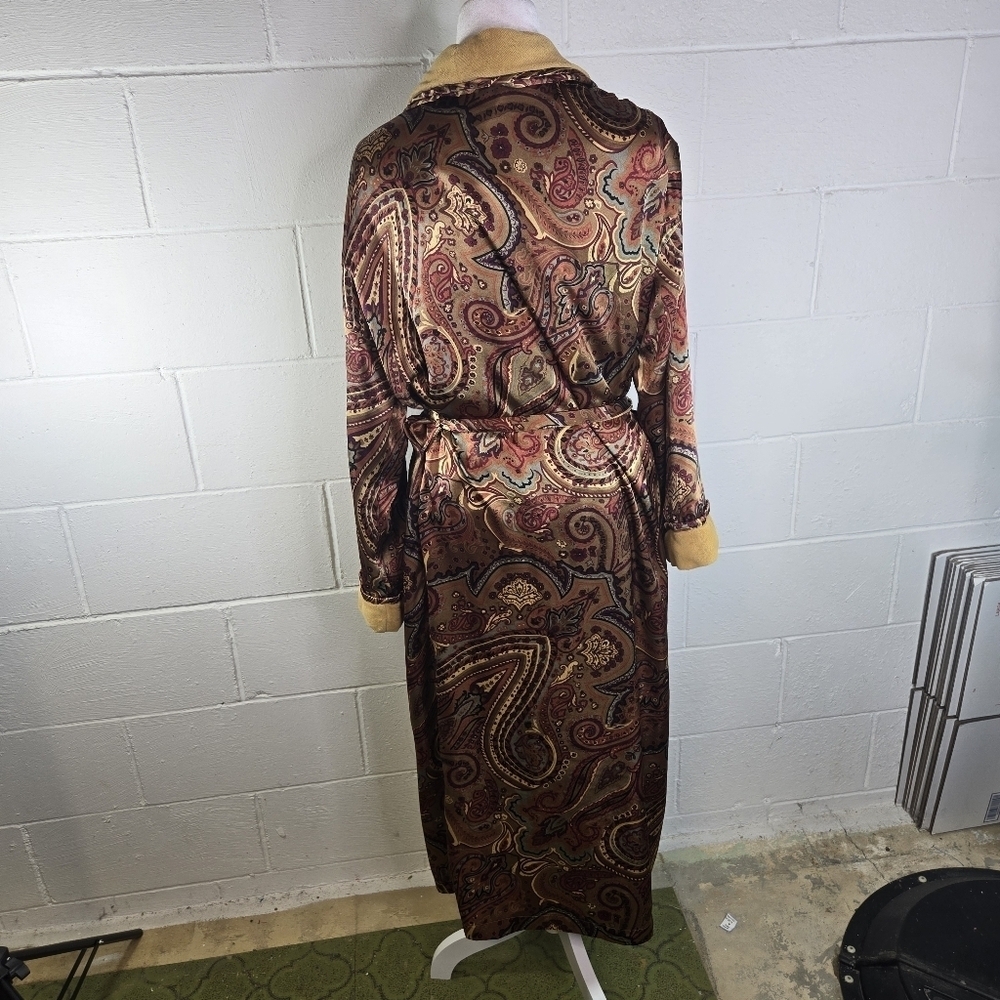 Vtg 90s Y2k Victorias Secret Satin Paisley Terrycloth Robe - Picture 7 of 12